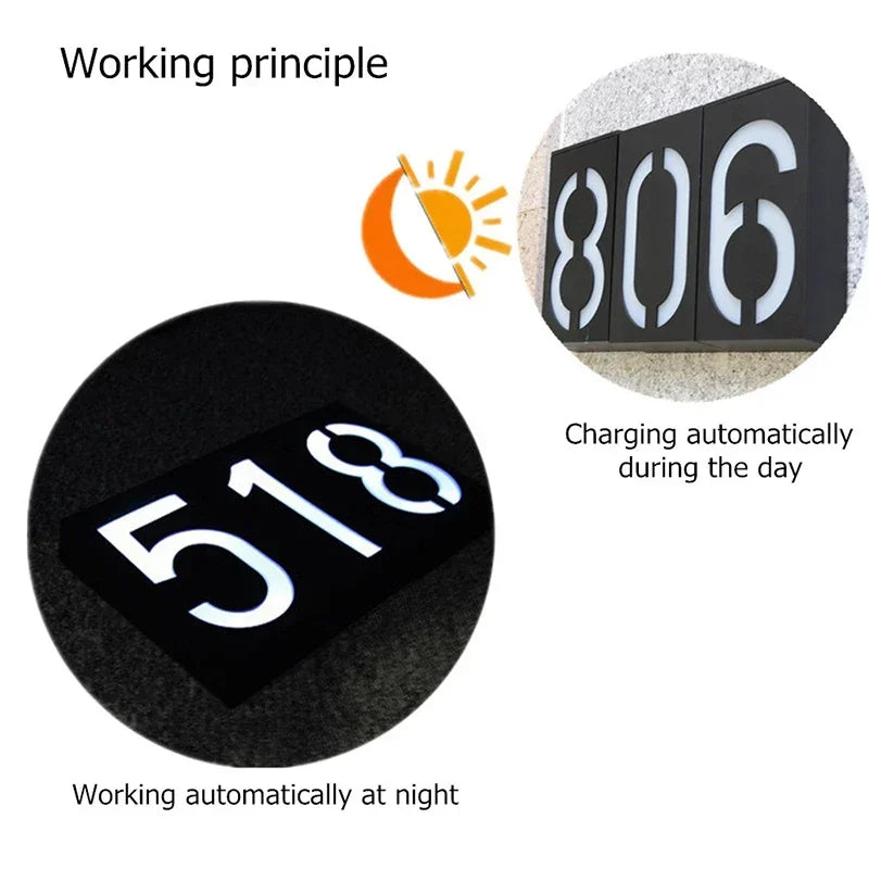 Street House Numbers Solar Powered Illuminated Big Highly Visible