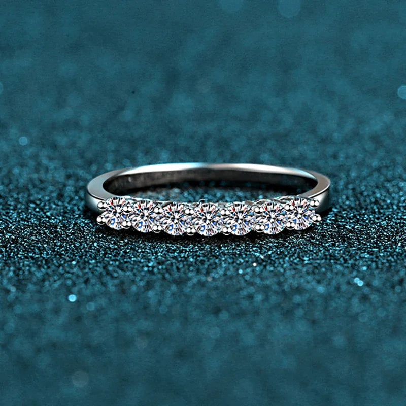 Round Cut Moissanite Diamond 7-Stone Ring