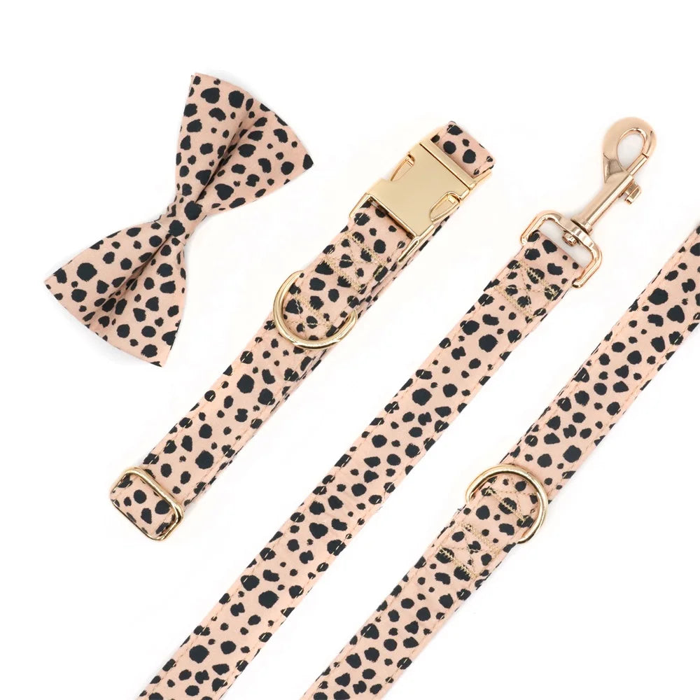 "Channing Cheetah Collar, Bow Tie/Bow, and Leash
"