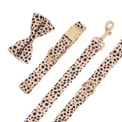 "Channing Cheetah Collar, Bow Tie/Bow, and Leash
"