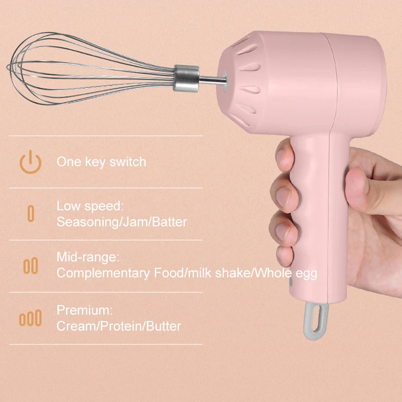 Wireless Portable Electric Food Mixer Hand Blender 3 Speeds High Power Dough Blender Egg Beater Baking Hand Mixer Kitchen Tools