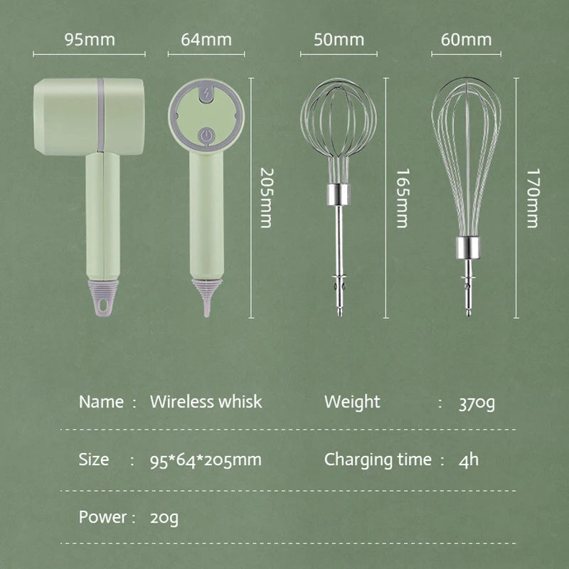 Wireless Portable Electric Food Mixer Hand Blender 3 Speeds High Power Dough Blender Egg Beater Baking Hand Mixer Kitchen Tools